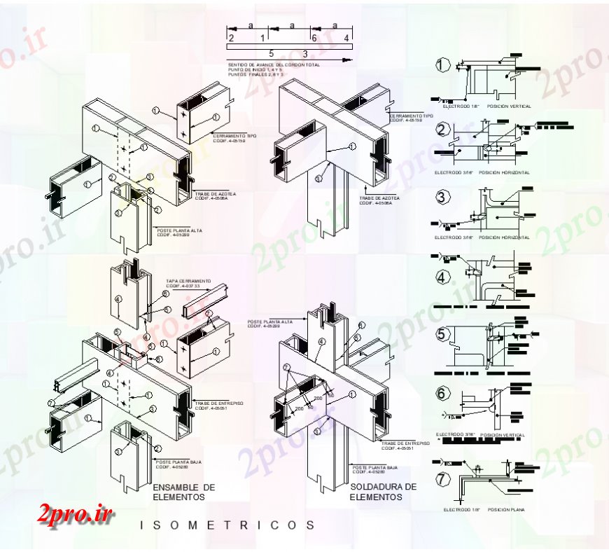 دانلود نقشه طراحی جزئیات ساختار  فلزی جزئیات ساختار طرحی  دو بعدی   (کد137282)