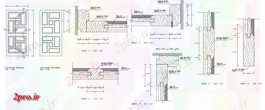 دانلود نقشه جزئیات طراحی در و پنجره  جزئیات درب های چوبی طراحی اتوکد (کد137292)