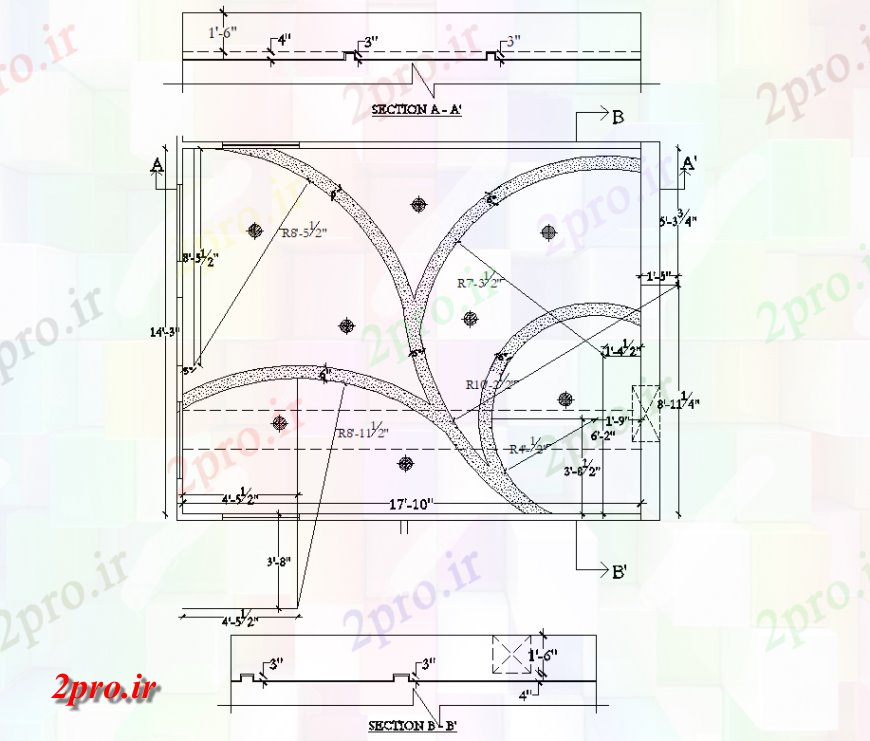 دانلود نقشه ساختمان اداری - تجاری - صنعتی اتاق کارکنان طراحی سقف و بخش 13 در 16 متر (کد137327)