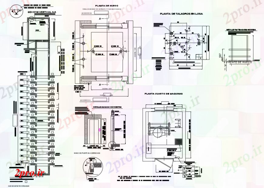 دانلود نقشه  جزئیات آسانسور و   ساختمان  بخش، ساختار و خودکار    (کد137352)