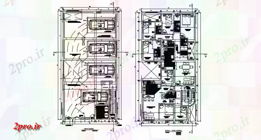 دانلود نقشه مسکونی  ، ویلایی ، آپارتمان  طراحی پارکینگ اتومبیل و معماری طرحی جزئیات (کد137390)