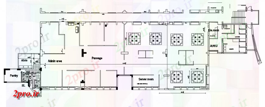دانلود نقشه جزئیات و طراحی داخلی دفتر طراحی دفتر طراحی اتوکد 14 در 43 متر (کد137400)