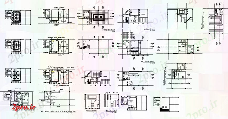 دانلود نقشه مسکونی  ، ویلایی ، آپارتمان  مسکن ساختار مختلف داخلی طرحی  دو بعدی  (کد137472)