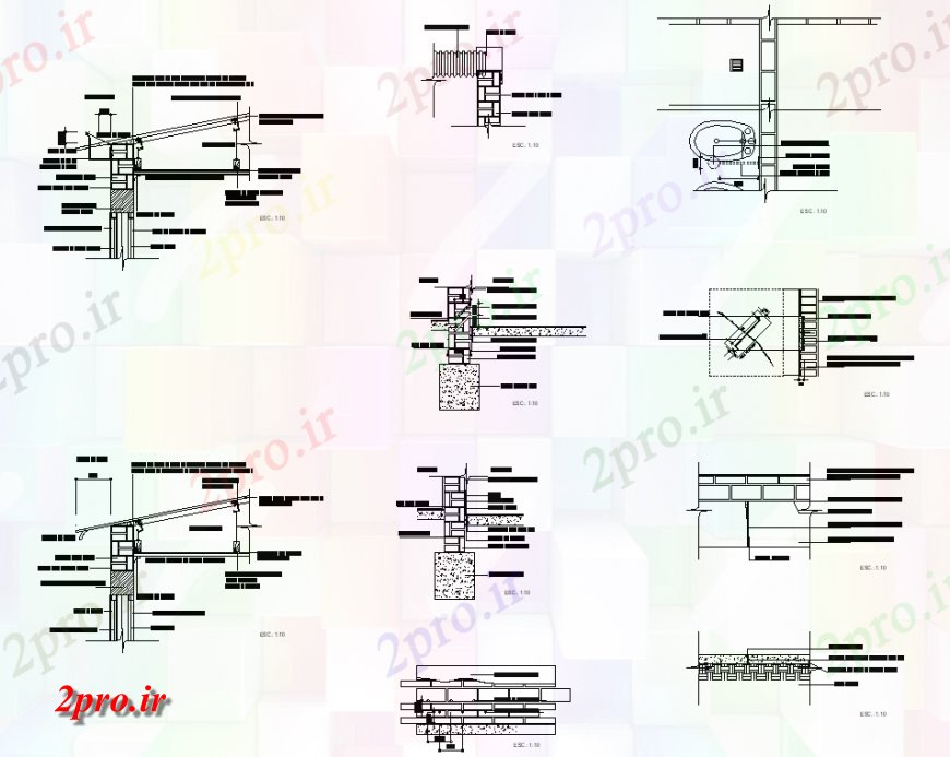 دانلود نقشه جزئیات پله و راه پله  بنیاد مشروط سقف طرحی جزئیات (کد137474)