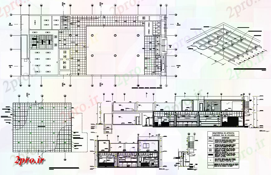 دانلود نقشه ساختمان اداری - تجاری - صنعتی برنامه و تماس نما دفتر جزئیات 16 در 36 متر (کد137521)