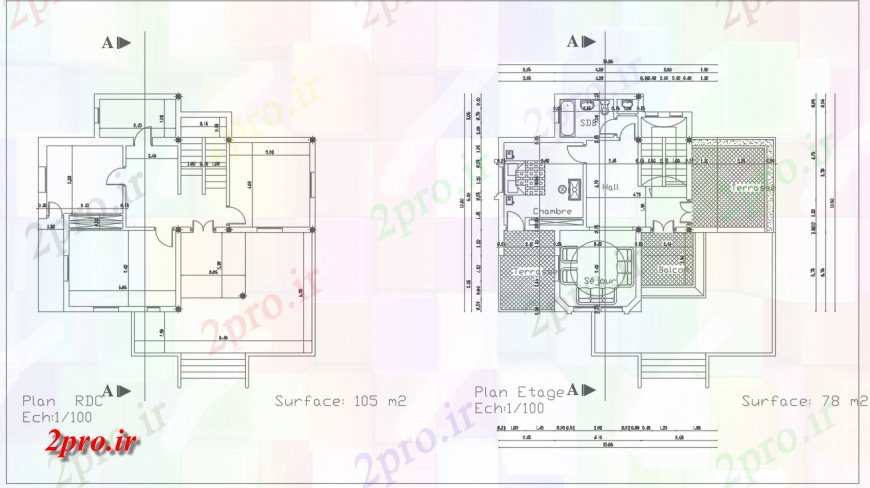 دانلود نقشه مسکونی  ، ویلایی ، آپارتمان  پنت هاوس طراحی در  اتوکد (کد137523)