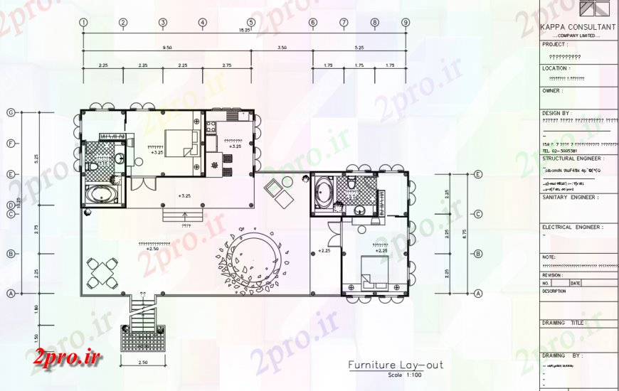 دانلود نقشه مسکونی  ، ویلایی ، آپارتمان  طراحی مبلمان خانه 2bhk طراحی  اتوکد (کد137530)