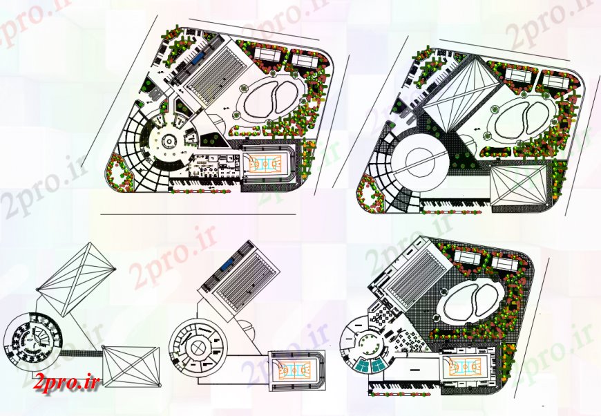 دانلود نقشه هتل - رستوران - اقامتگاه پنج ستاره زمین هتل و اولین جزئیات طرحی طبقه با محوطه سازی ساختار 68 در 69 متر (کد137541)