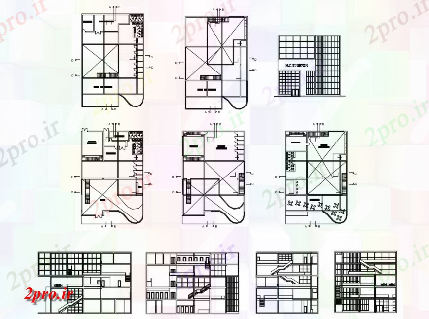 دانلود نقشه هایپر مارکت - مرکز خرید - فروشگاه چند سطح مرکز خرید تجاری معماری دقیق پروژه 20 در 27 متر (کد137542)