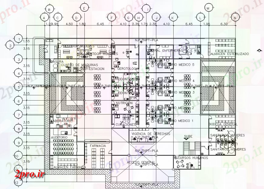 دانلود نقشه بیمارستان - درمانگاه - کلینیک کلینیک دندانپزشکی و طراحی کار کولاژ اتوکد 35 در 48 متر (کد137566)