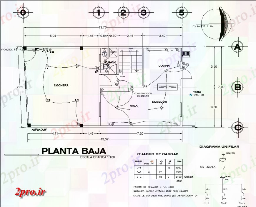 دانلود نقشه اتوماسیون و نقشه های برق طراحی برق طراحی اتوکد 7 در 15 متر (کد137572)