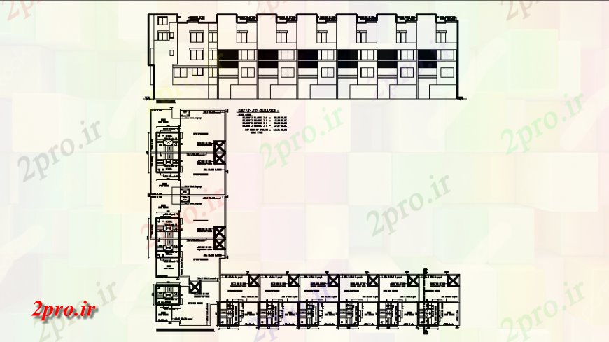 دانلود نقشه هتل - رستوران - اقامتگاه طرحی و نما منطقه هتل 40 در 55 متر (کد137629)