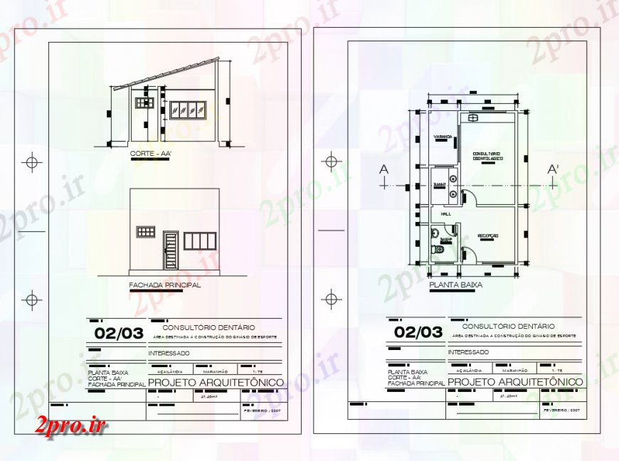 دانلود نقشه بیمارستان - درمانگاه - کلینیک کوچک نما کلینیک دندانپزشکی، بخش و طرحی های 5 در 8 متر (کد137632)