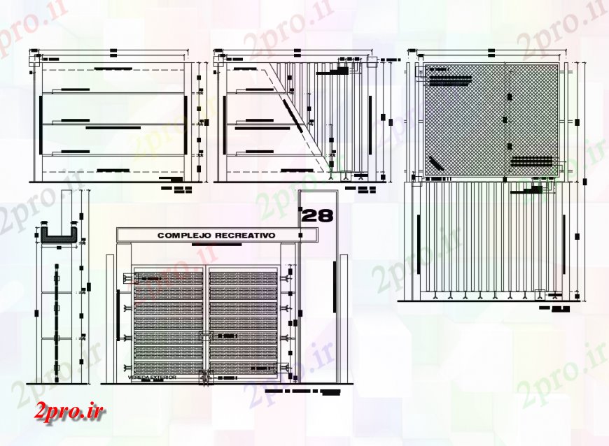 دانلود نقشه طراحی جزئیات ساختار دروازه فلزی با حصار محیط ساختار سازنده و خودکار  جزئیات (کد137638)