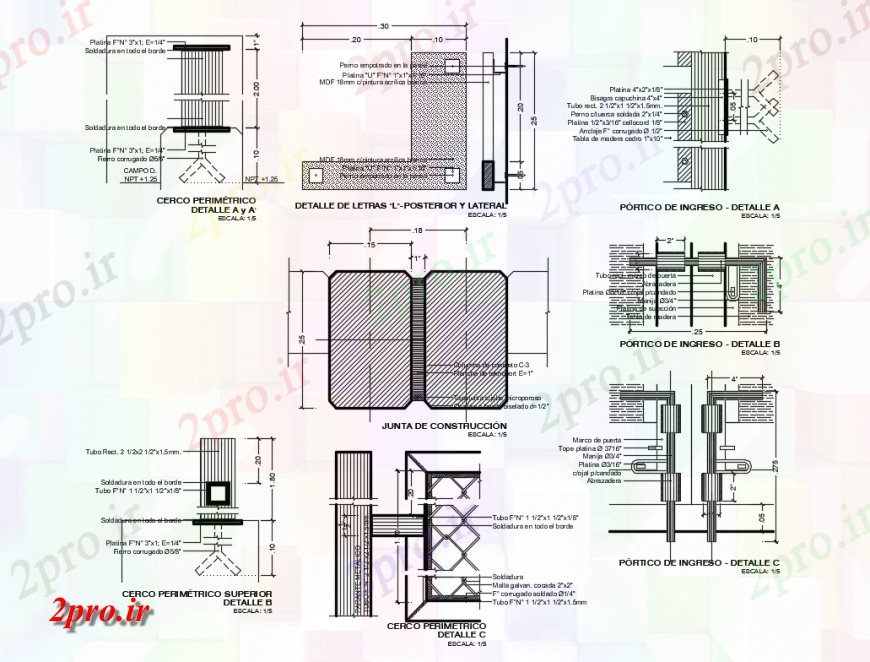 دانلود نقشه طراحی جزئیات ساختار فلزی هیئت مدیره ساختار دروازه  ساخت و ساز طراحی جزئیات  (کد137645)