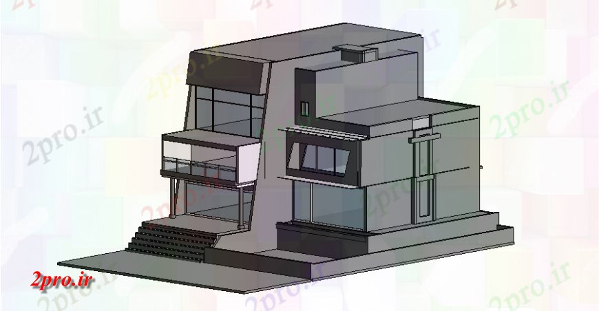 دانلود نقشه مسکونی  ، ویلایی ، آپارتمان  مدل تریدی از ویلا در  RVT (کد137687)