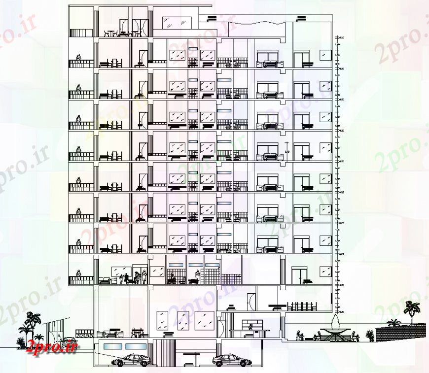 دانلود نقشه مسکونی  ، ویلایی ، آپارتمان  نما ساختمان مسکونی  (کد137716)