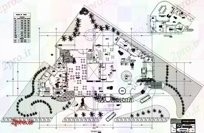 دانلود نقشه هتل - رستوران - اقامتگاه طبقه همکف طراحی معماری هتل 21 در 50 متر (کد137719)