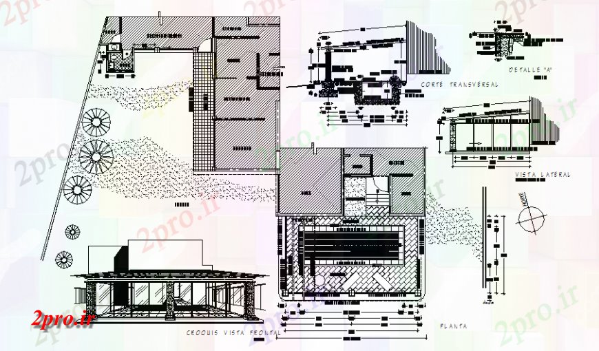 دانلود نقشه هتل - رستوران - اقامتگاه طراحی رفت و آمد مکرر کوچک 11 در 12 متر (کد137737)