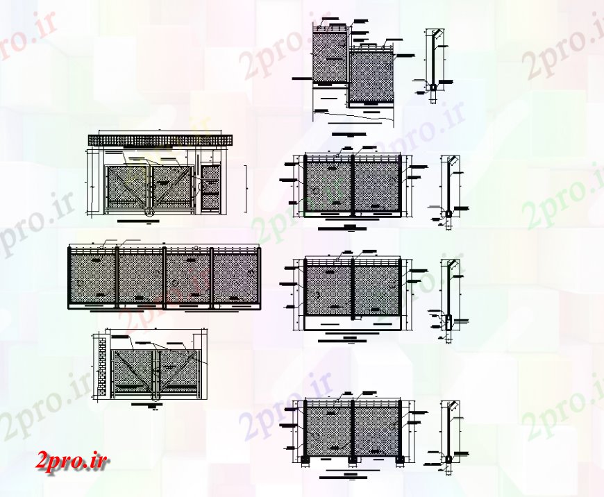 دانلود نقشه جزئیات طراحی در و پنجره  مش درب نما های مختلف طراحی و نمای جانبی (کد137748)