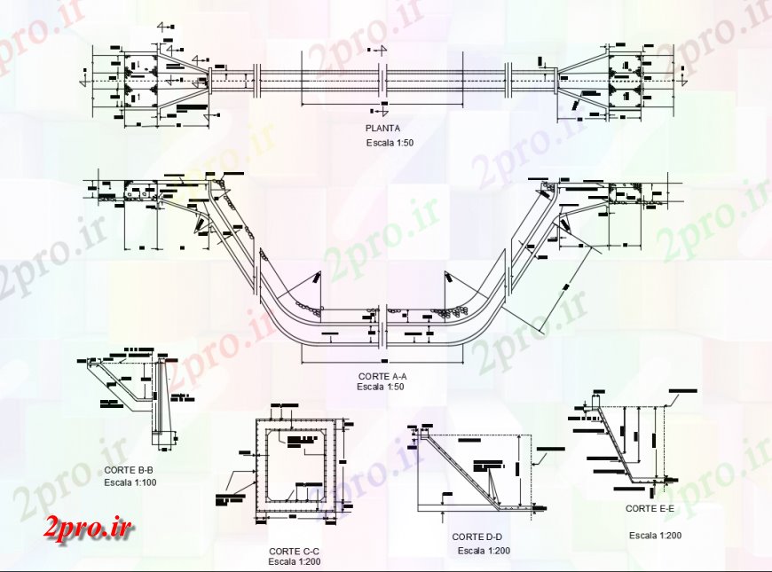 دانلود نقشه طراحی جزئیات ساختار معکوس سیفون بخش و ساختار  پان جزئیات (کد137763)