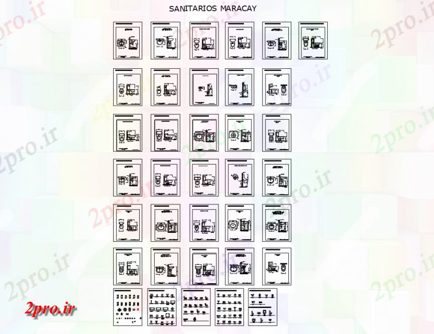 دانلود نقشه حمام مستر بلوک های  بهداشتی دیگر طراحی جزئیات  (کد137775)