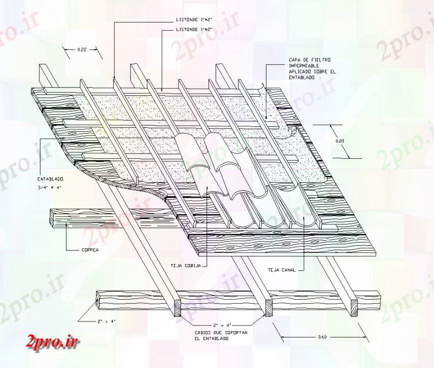 دانلود نقشه طراحی جزئیات ساختار جزئیات کاشی عمار سقف (کد137905)