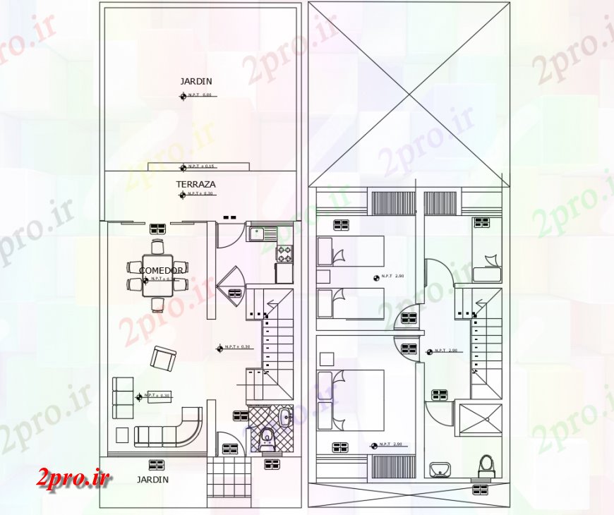 دانلود نقشه مسکونی  ، ویلایی ، آپارتمان  نمای بالای طرحی ویلا  (کد137974)