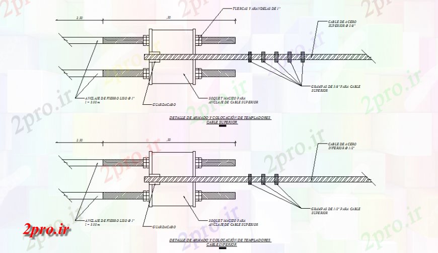 دانلود نقشه جزئیات ساخت پل پل کابلی، کابل جزئیات نصب و راه اندازی  (کد138006)