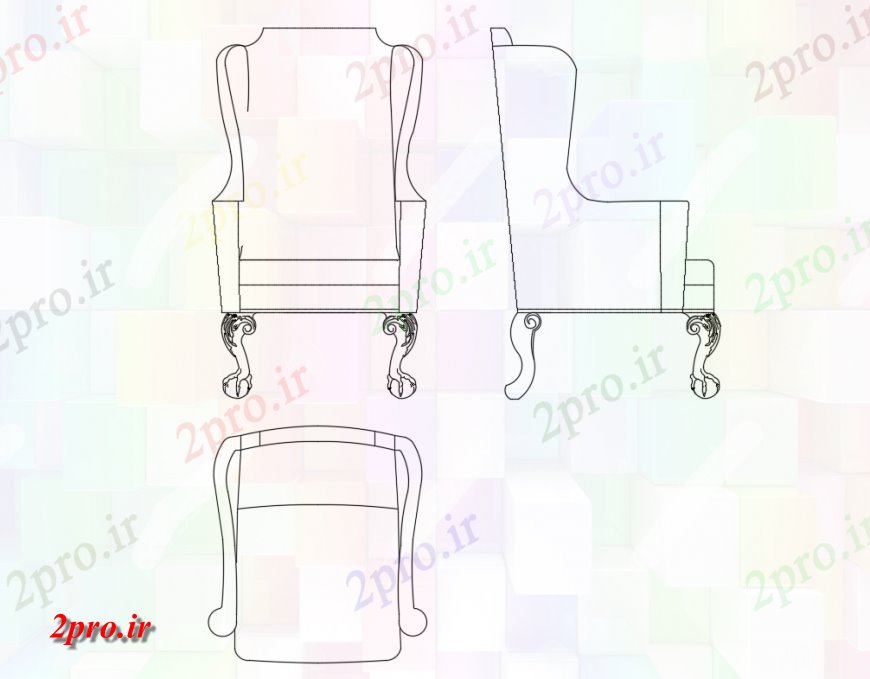 دانلود نقشه میز و صندلی صندلی بازوی تنها همه  نما طرفه طراحی جزئیات  (کد138014)