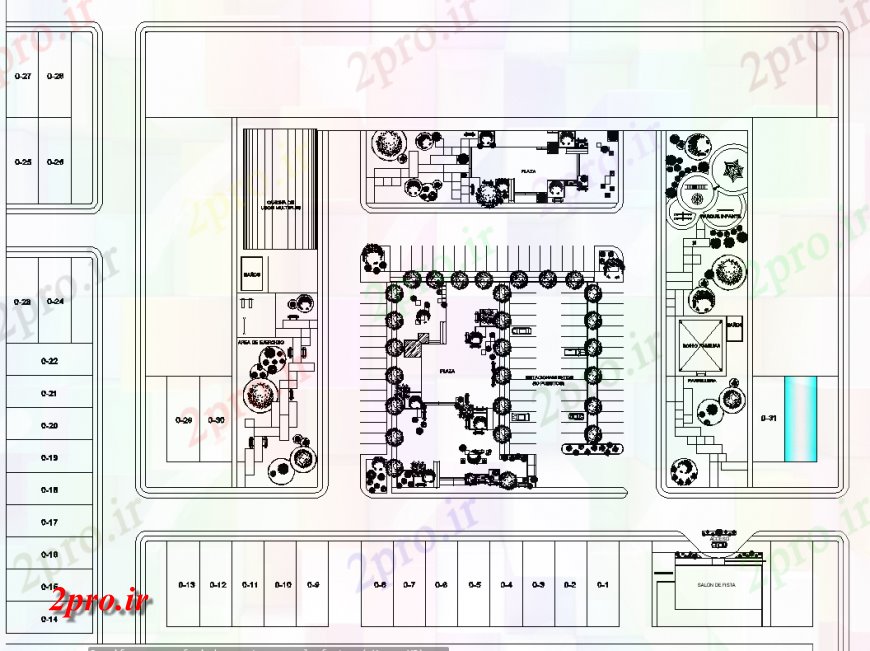 دانلود نقشه ساختمان اداری - تجاری - صنعتی ساختمان تجاری زیرزمین طراحی 22 در 37 متر (کد138027)