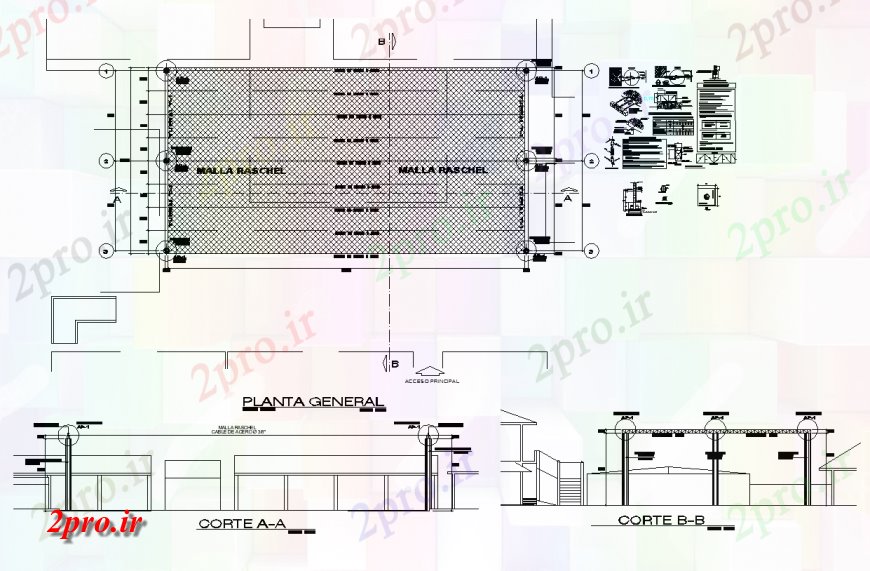 دانلود نقشه طراحی جزئیات ساختار جزئیات طرحی سایه بان بام و بخش طرحی  (کد138055)