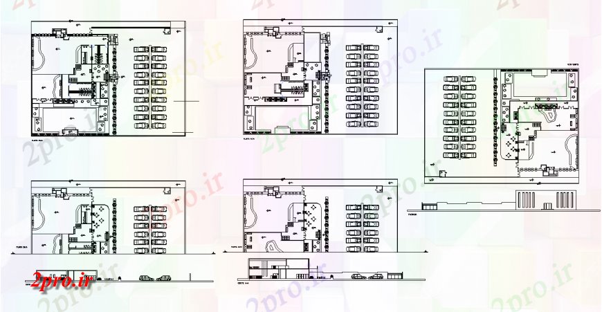 دانلود نقشه ساختمان اداری - تجاری - صنعتی طرحی جزئیات ساختمان باشگاه دیسکو و بخش دو بعدی چیدمان اتوکد 32 در 42 متر (کد138059)