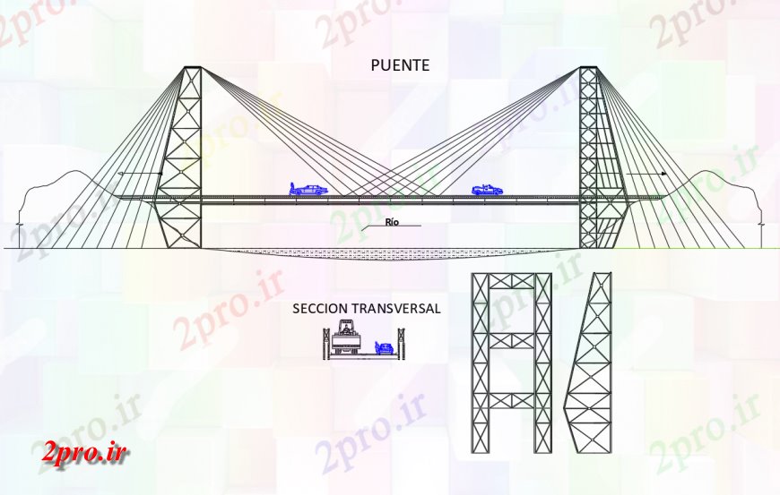 دانلود نقشه جزئیات ساخت پل پل نما و عرضی مقطعی  جزئیات (کد138104)