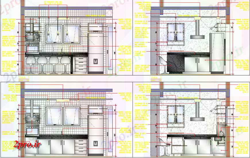 دانلود نقشه آشپزخانه جزئیات آشپزخانه مدرن طراحی اتوکد 3 در 4 متر (کد138108)