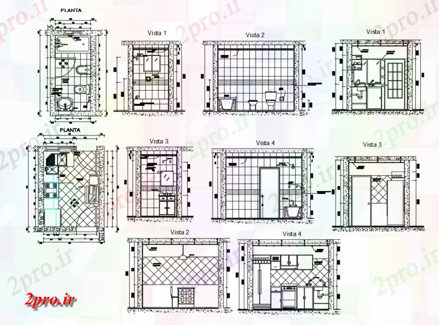 دانلود نقشه آشپزخانه آشپزخانه House تمام بخش طرفه، داخلی و طرحی های  جزئیات طراحی  (کد138113)