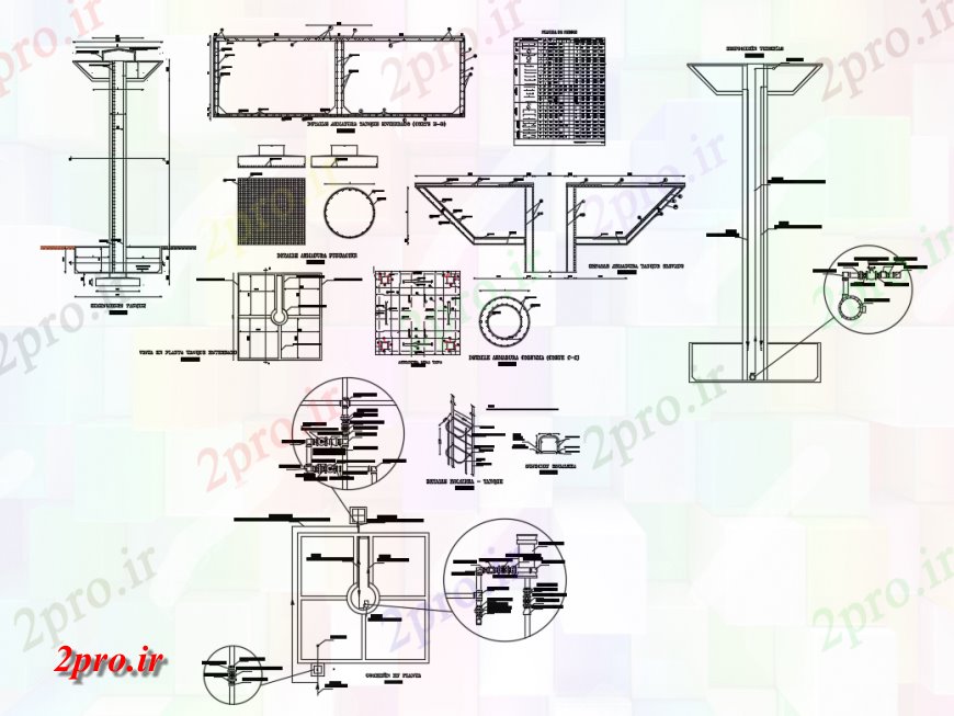 دانلود نقشه جزئیات پله و راه پله  بتن بخش مخزن مسلح و  ساخت و ساز طراحی جزئیات (کد138119)