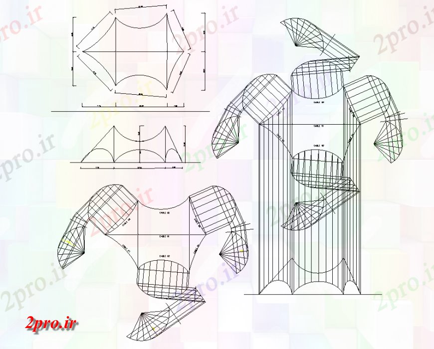 دانلود نقشه طراحی جزئیات ساختار قوس برج شکل جزئیات (کد138195)