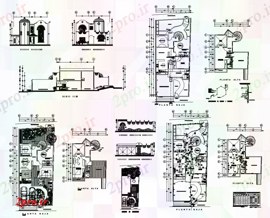 دانلود نقشه مسکونی ، ویلایی ، آپارتمان یک خانواده طرحی مسکن جزئیات دو بعدی طرحی دیدگاه 9 در 21 متر (کد138215)