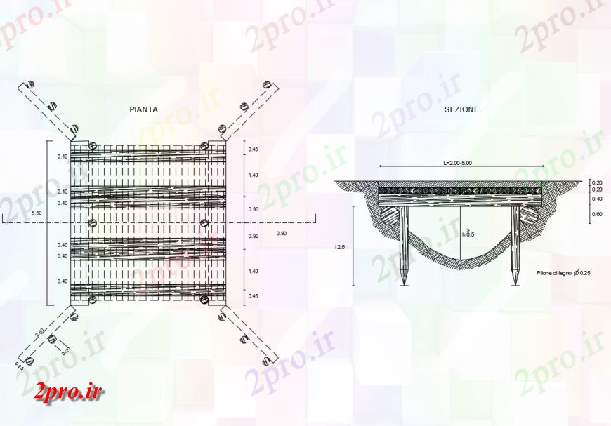 دانلود نقشه جزئیات ساخت پل سیاهههای مربوط چوبی بخش پل و ساختار  جزئیات (کد138238)