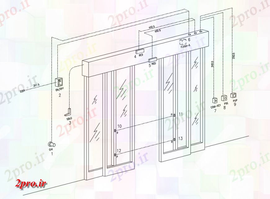 دانلود نقشه جزئیات طراحی در و پنجره  اتوماتیک کشویی مفاصل درب و نصب و راه اندازی  (کد138259)