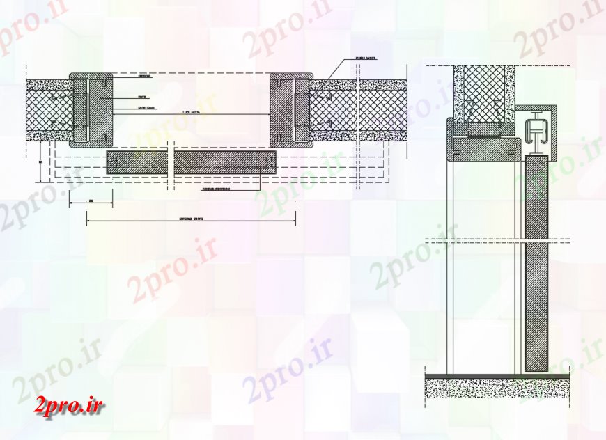 دانلود نقشه جزئیات طراحی در و پنجره  خارجی کشویی نصب و راه اندازی درب و مفاصل جزئیات (کد138260)