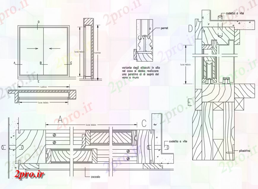 دانلود نقشه جزئیات طراحی در و پنجره  کشویی چوبی درب  نصب و راه اندازی طراحی جزئیات (کد138264)