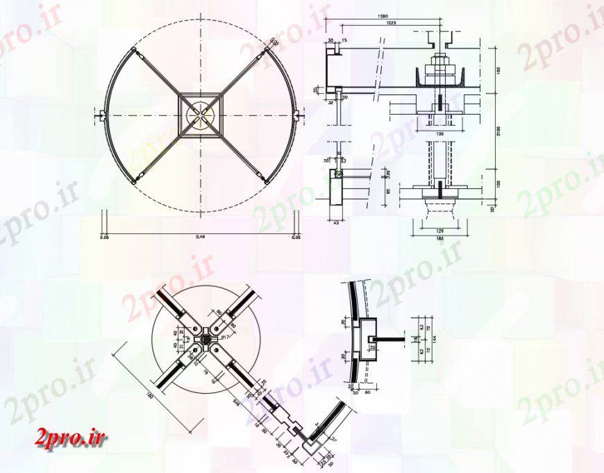 دانلود نقشه جزئیات طراحی در و پنجره  گردان بخش درب و نصب و راه اندازی جزئیات (کد138267)