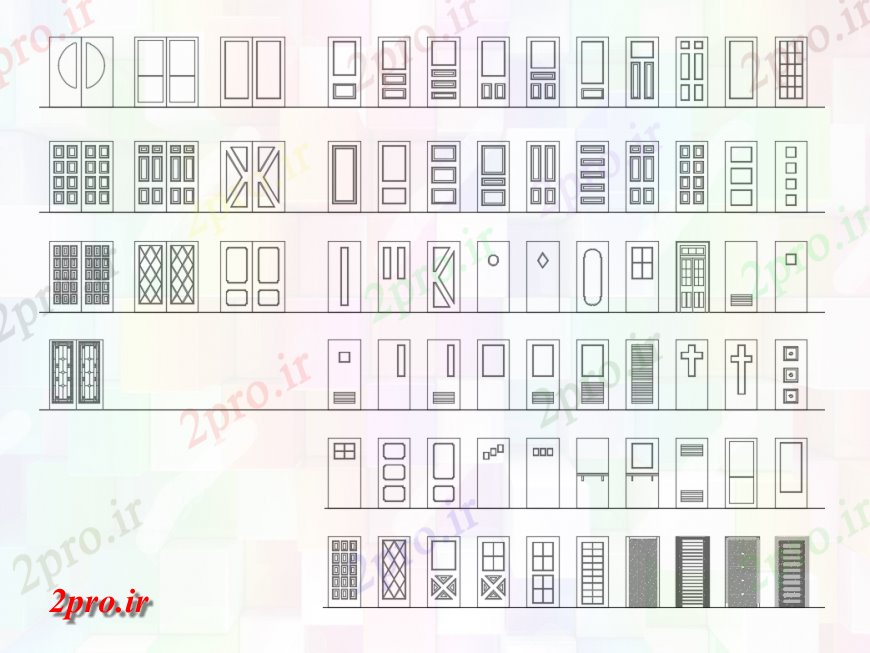 دانلود نقشه جزئیات طراحی در و پنجره  خلاق درب های چوبی بلوک نما دیگر  deatils  (کد138271)