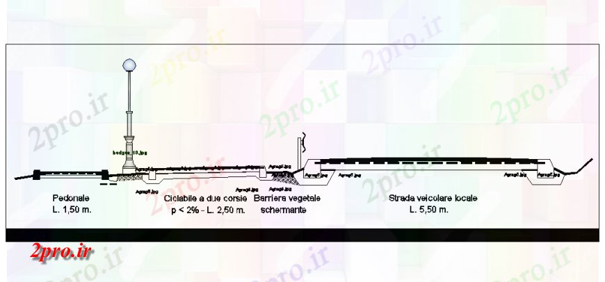 دانلود نقشه باغ باغ  چرخه پیاده بخش (کد138313)