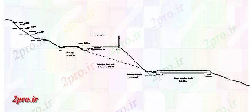 دانلود نقشه اتوماسیون باغ  عابر پیاده چرخه با شیب  مقطعی طراحی جزئیات  (کد138318)
