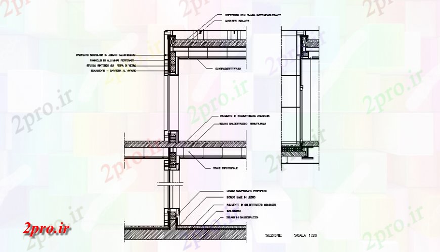 دانلود نقشه طراحی جزئیات ساختار جزئیات مقطعی سازنده دو سطح ساخت و ساز (کد138319)