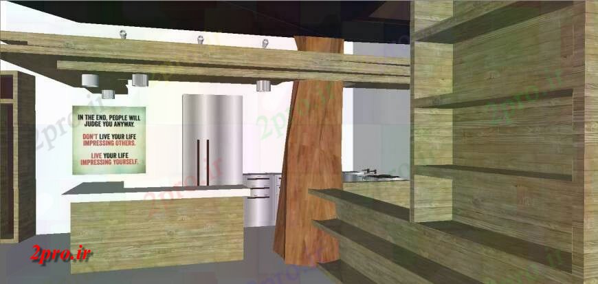 دانلود نقشه آشپزخانه مواد چوبی تریدی پروژه ساخت و ساز (کد138321)