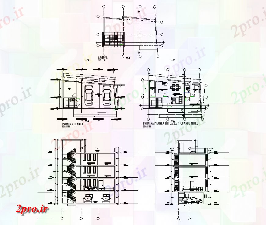 دانلود نقشه مسکونی  ، ویلایی ، آپارتمان  زندگی طرحی محل و بخش جزئیات (کد138367)